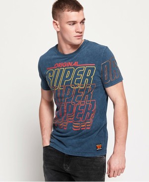 Superdry Spectrum Graphics Mid Weight Férfi Pólók Sötétkék | BACQW5872